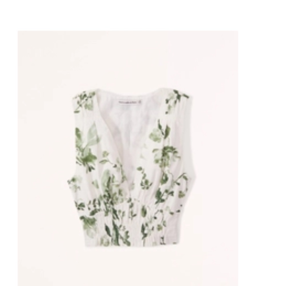 Abercrombie & Fitch Green and White Floral Blouse
